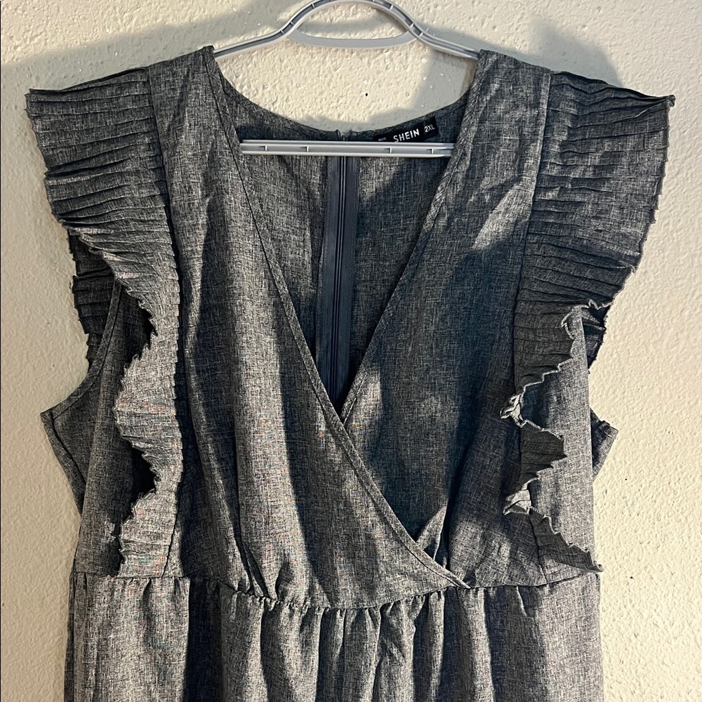 SHEIN Dark Gray Ruffled Jumpsuit